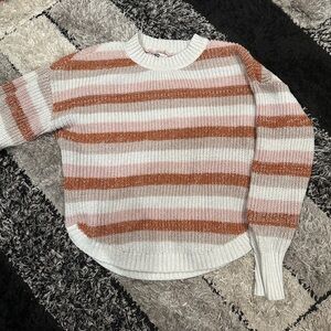 SO Goods for Life Large Fall (Orange, Pink, and White) Sweater